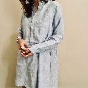 H by Halston Light Blue Long Sleeve Dress